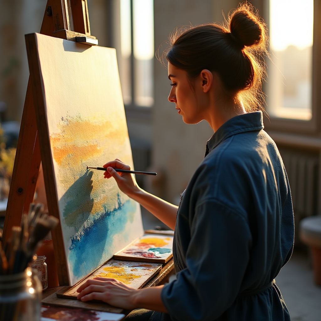 Studio di acquerello a Roma con colori vivaci su carta